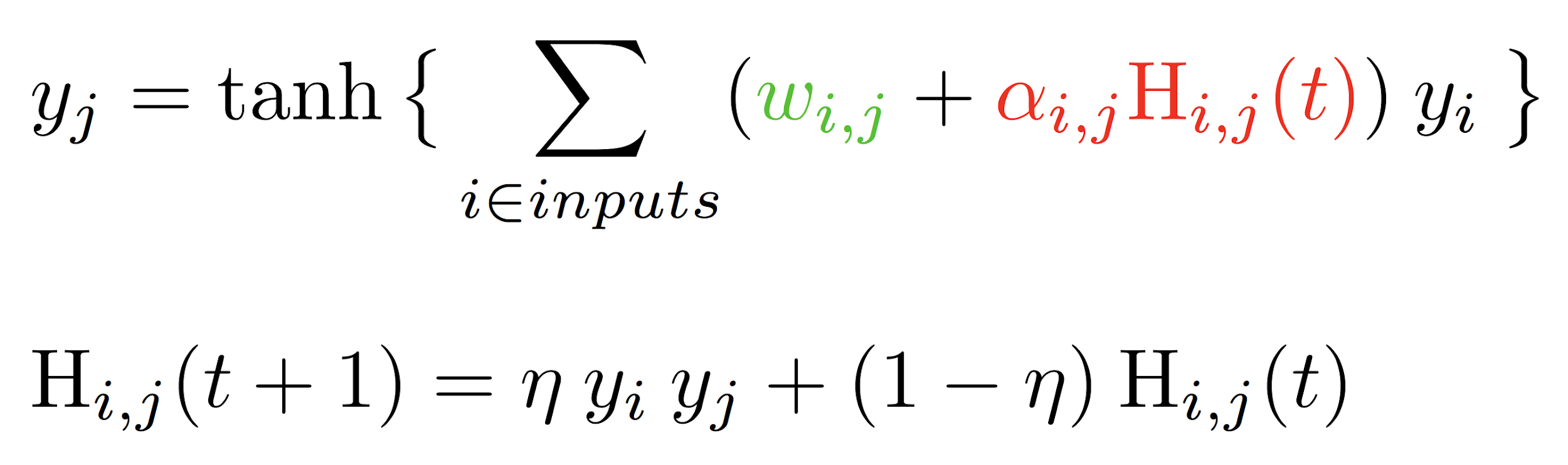 Differentiable Plasticity equation